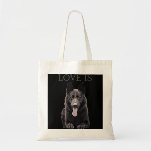 Zwart Shirt Shepherd Shepard Dog mam Papa Tote Bag (Voorkant)