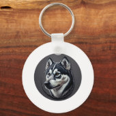 Zwart Siberisch Sleutelhanger (Voorkant)