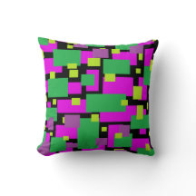 Zwart Sierkussen met Paars en groen patroon