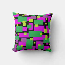 Zwart Sierkussen met Paars en groen patroon