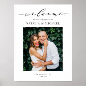 Zwart sierlijk script bruiloft foto ontwerp poster (Voorkant)