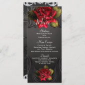 Zwart  Sierrood Rozen Trouwmenu Menu (Voorkant / Achterkant)
