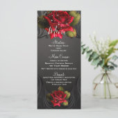 Zwart  Sierrood Rozen Trouwmenu Menu (Staand voorkant)