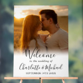 Zwart Signature Script Foto Bruiloft Welkom Acryl Bord (Neutraal)