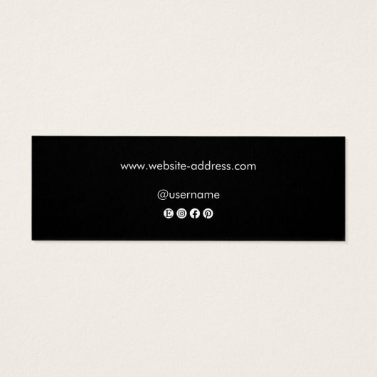 Zwart Signature Script Stud Oorbel Display Mini Visitekaartjes (Achterkant)