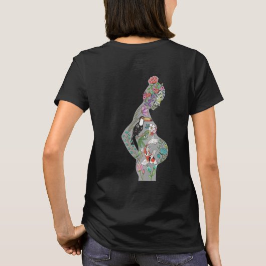 Zwart silhouet (achterontwerp) t-shirt (Achterkant)