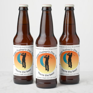 Zwart Silhouet Afbeelding van een Golfer Bier Etiket