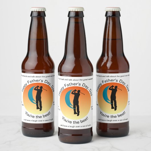 Zwart Silhouet Afbeelding van een Golfer Bier Etiket (Flessen)
