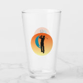 Zwart Silhouet Afbeelding van een Golfer Glas (Achterkant)