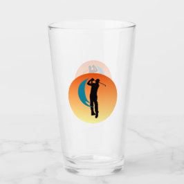 Zwart Silhouet Afbeelding van een Golfer Glas