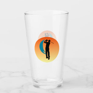 Zwart Silhouet Afbeelding van een Golfer Glas