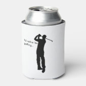 Zwart Silhouet Afbeelding van Golfer Blikjeskoeler (Blikje Voorkant)