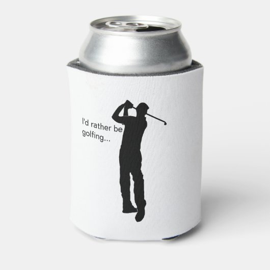 Zwart Silhouet Afbeelding van Golfer Blikjeskoeler (Blikje Achterkant)