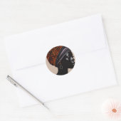 Zwart silhouet Afro-Amerikaanse vrouw hoofd wrap Ronde Sticker (Envelop)