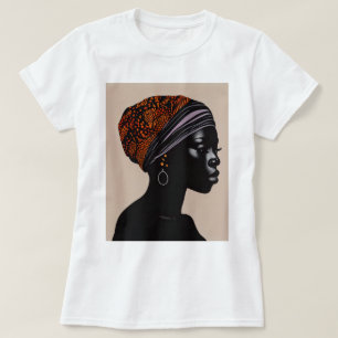 Zwart silhouet Afro-Amerikaanse vrouw hoofd wrap T-shirt