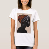 Zwart silhouet Afro-Amerikaanse vrouw hoofd wrap T-shirt (Voorkant)