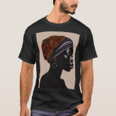 Zwart silhouet Afro-Amerikaanse vrouw hoofd wrap T-shirt (Voorkant)