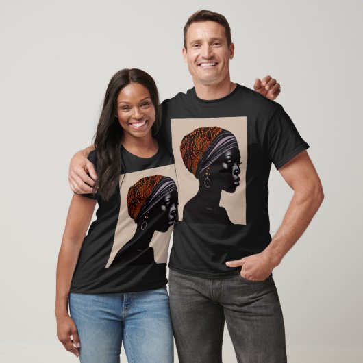 Zwart silhouet Afro-Amerikaanse vrouw hoofd wrap T-shirt (Unisex)