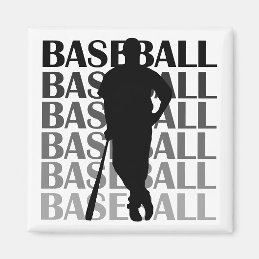 Zwart Silhouet Baseball Speler T-shirts en Gift Magneet (Voorkant)