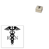 Zwart Silhouet Caduceus Geregistreerd Verpleegkund Rubberstempel (Gestempeld)