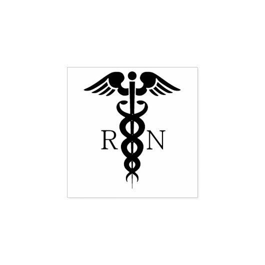 Zwart Silhouet Caduceus Geregistreerd Verpleegkund Rubberstempel (Afrduk)
