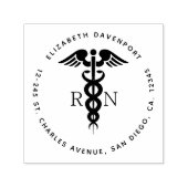Zwart Silhouet Caduceus Geregistreerd Verpleegkund Zelfinktende Stempel (Design)