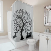 Zwart Silhouet Dachshund Douchegordijn (In situ)