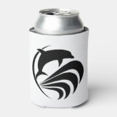 Zwart Silhouet Dolfijn Springen in Ocean Waves Blikjeskoeler (Blikje Voorkant)