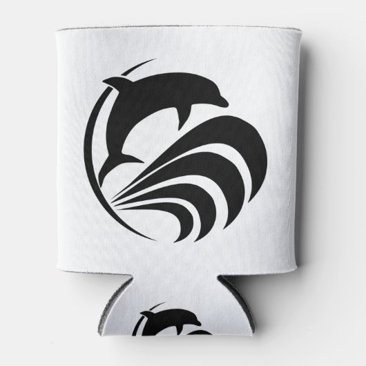 Zwart Silhouet Dolfijn Springen in Ocean Waves Blikjeskoeler (Voorkant)