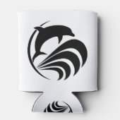 Zwart Silhouet Dolfijn Springen in Ocean Waves Blikjeskoeler (Achterkant)