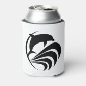 Zwart Silhouet Dolfijn Springen in Ocean Waves Blikjeskoeler (Blikje Achterkant)