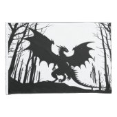 Zwart Silhouet Draak op Wit - Fantasy | Kussensloop (Voorkant-Rechts)