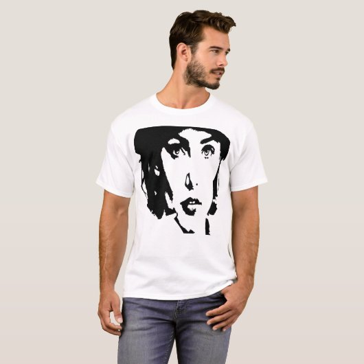 Zwart silhouet een vrouw gezicht gedeeltelijk verd t-shirt (Voorkant volledig)