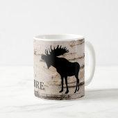 Zwart silhouet eland op berkenbast koffiemok (Voorkant rechts)