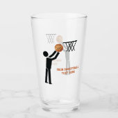 Zwart silhouet en oranje basketbal glas (Voorkant)