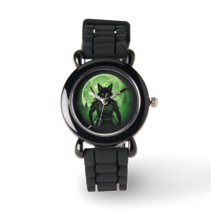 Zwart Silhouet Fox Horloge