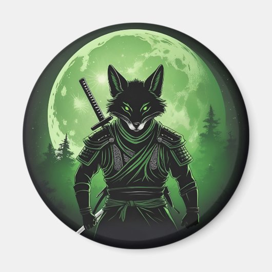 Zwart Silhouet Fox Magneet (Voorkant)