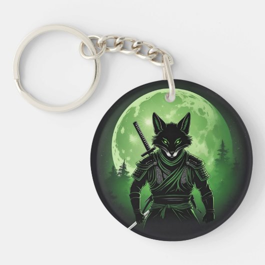 Zwart Silhouet Fox Sleutelhanger (Voorkant)