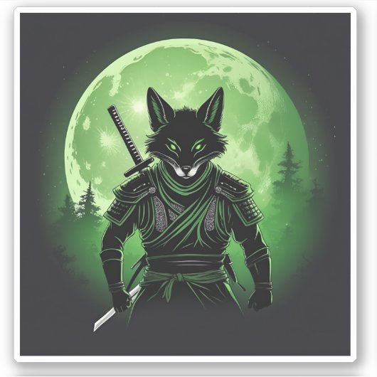 Zwart Silhouet Fox Sticker (Voorkant)