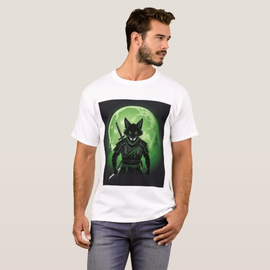 Zwart Silhouet Fox T-shirt (Voorkant volledig)