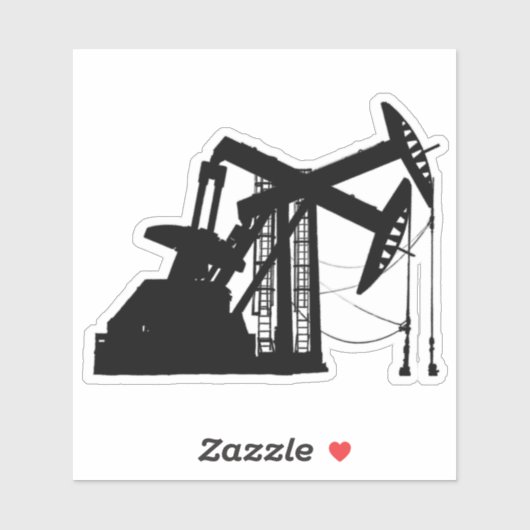Zwart Silhouet Olieveld Pompen Eenheden Uitsnede Sticker (Vel)