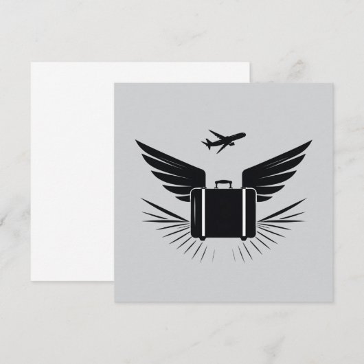 Zwart silhouet ontwerp van een reiskoffer kaart (Voorkant / Achterkant)