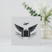 Zwart silhouet ontwerp van een reiskoffer kaart (Staand voorkant)