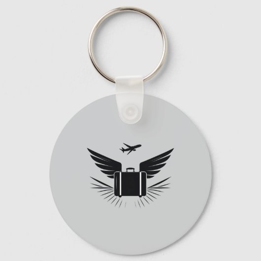 Zwart silhouet ontwerp van een reiskoffer sleutelhanger (Voorkant)