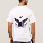 Zwart silhouet ontwerp van een reiskoffer t-shirt (Achterkant)