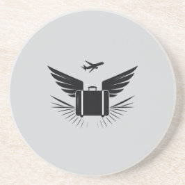 Zwart silhouet ontwerp van een reiskoffer zandsteen onderzetter