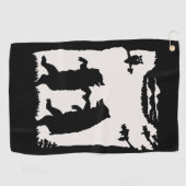 Zwart Silhouet op Witte Twee Dansende Beren Uil Golfhanddoek (Horizontaal)