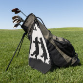 Zwart Silhouet op Witte Twee Dansende Beren Uil Golfhanddoek (Groen)