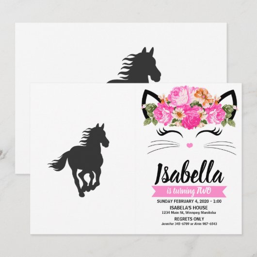 Zwart silhouet paard - Kies achtergrondkleur Kaart (Voorkant / Achterkant)