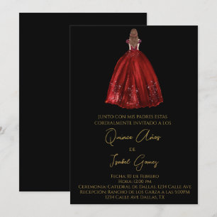 Zwart silhouet quinceañera uitnodiging